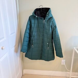 Women's Green Hooded Puffer Jacket